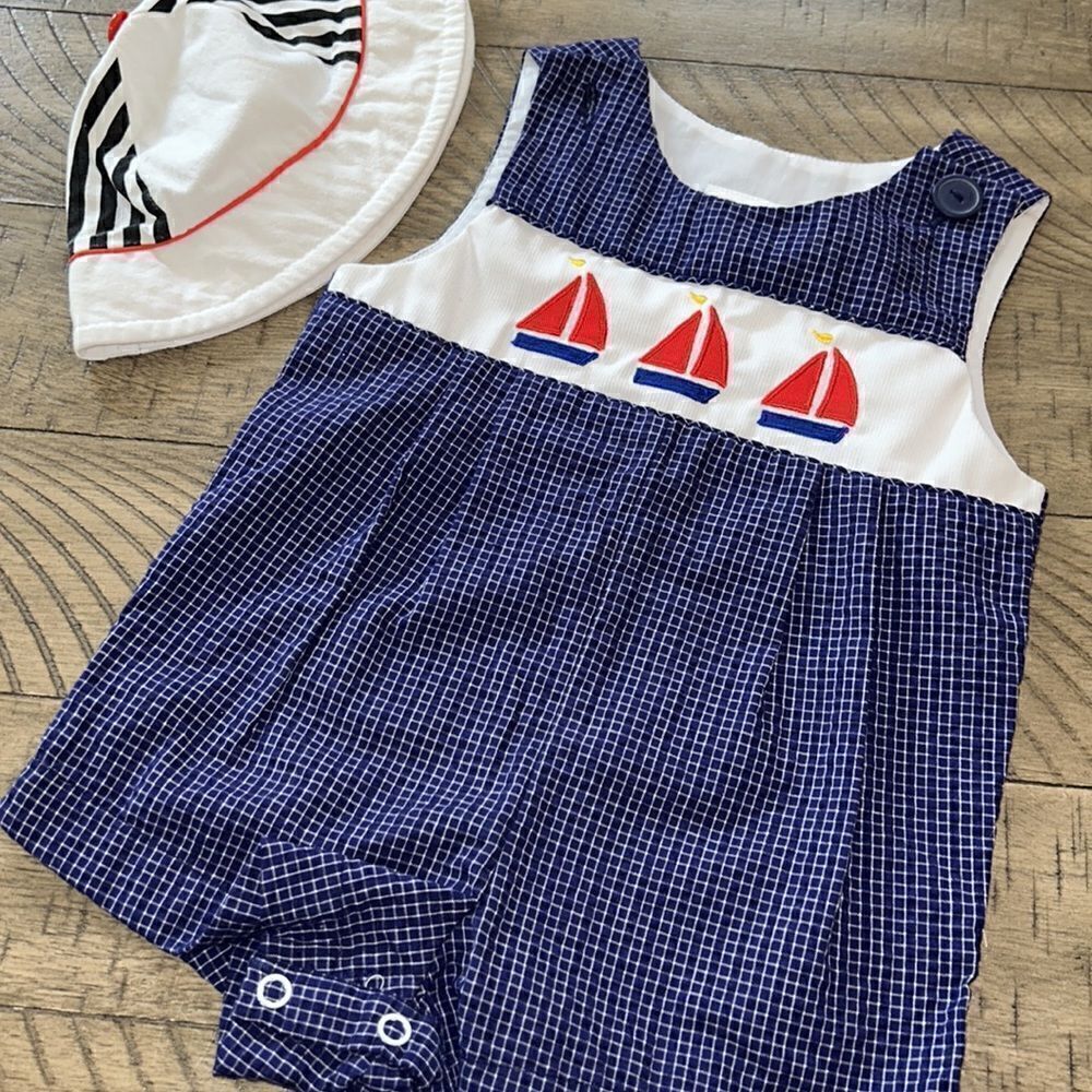 ⛵️Sailboat Summer 🏖️☀️Set 4 Your Wee One🍀 Bucket🪣Hat🧢 2! Easy In and Out😃